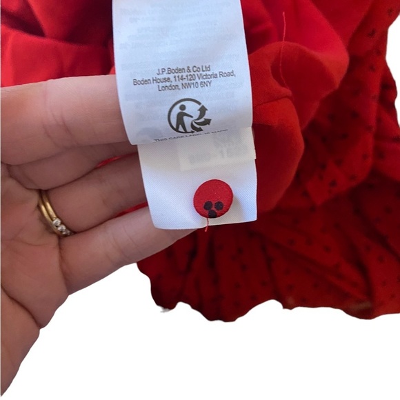 BODEN Carrie Smocked Dress Poinsettia Ruffle Red Long Sleeve - Picture 7 of 14